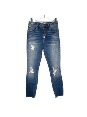 STS BLUE Brie High Rise Skinny Jeans Button Fly Distressed Raw Hem Blue Size 26